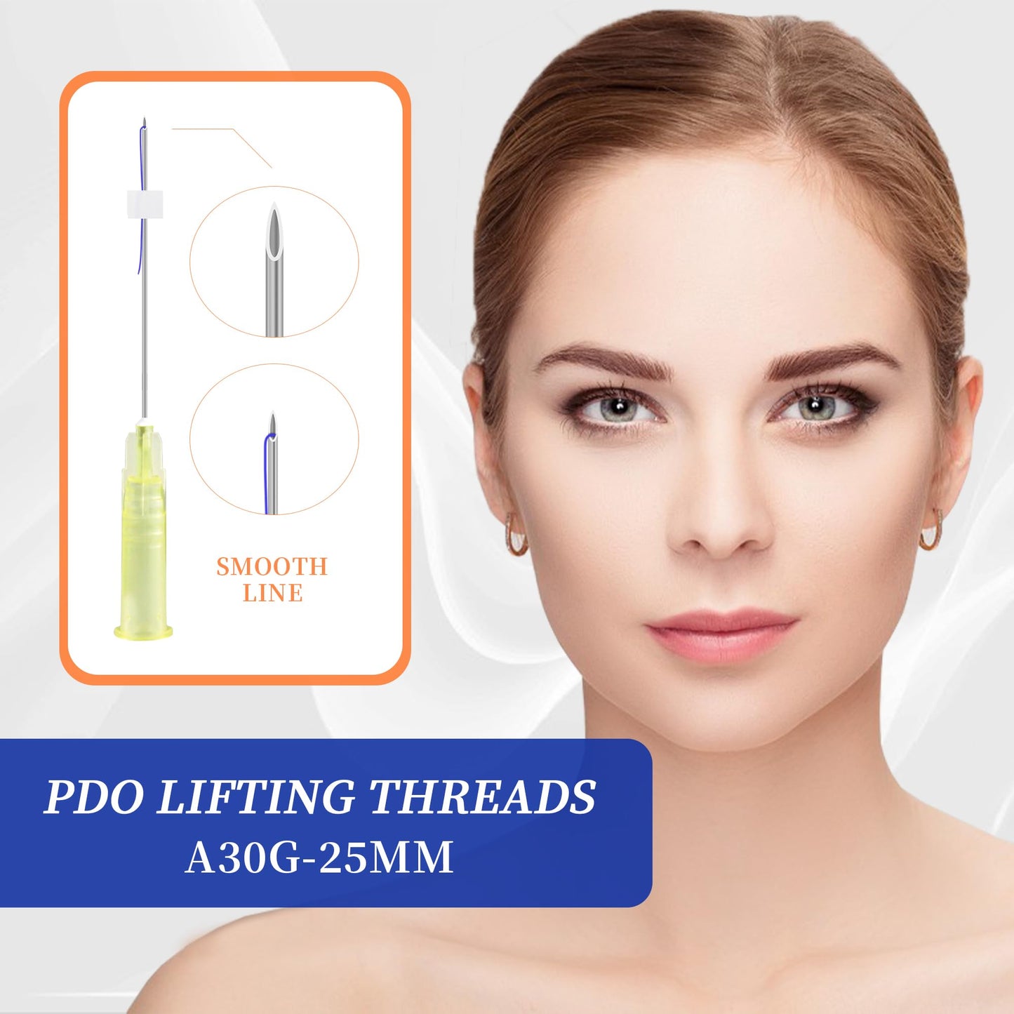 HYPOD Pdo Mono Thread, Thread Face Lift, Pdo Threads - Pointed Tip for Lifting and Firming (100PCS-A30G-25mm)