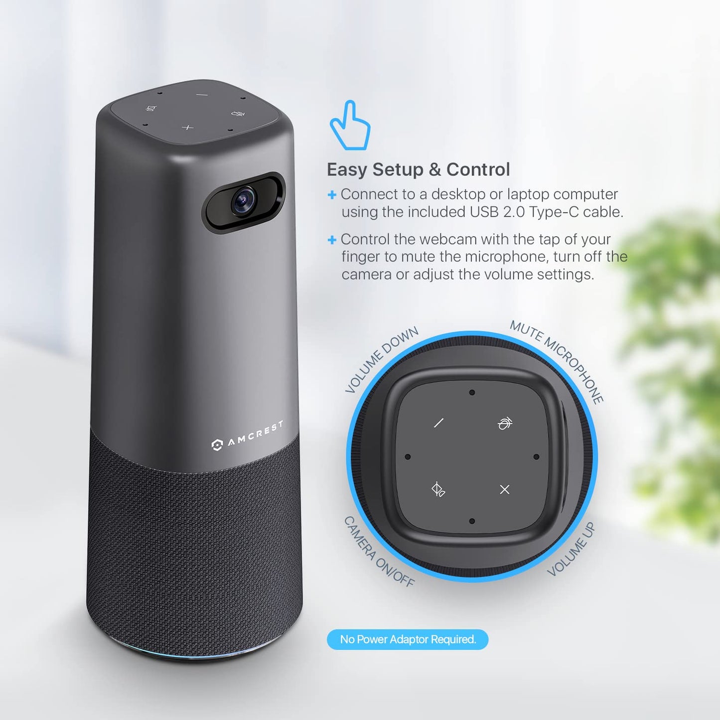 Amcrest ProHD 1080P Conference Webcam w/Microphone & Speaker, Portable All-in-1 Wide-Angle 100° Camera, 13ft Voice Pickup, Smart Noise-Suppression, USB Plug & Play ACC4