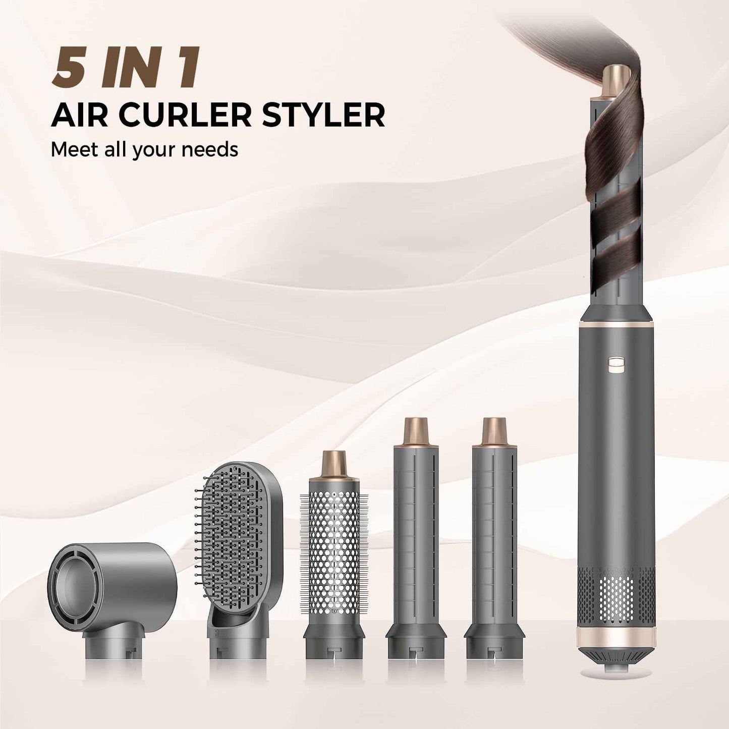 5 in 1 Hair Styler & Hair Dryer Brush, Low-Speed Negative Ionic Air Styler Drying, Multi Hair Styler, Professional Blow Dryer Brush for Curling Volumizing Straightening Styling