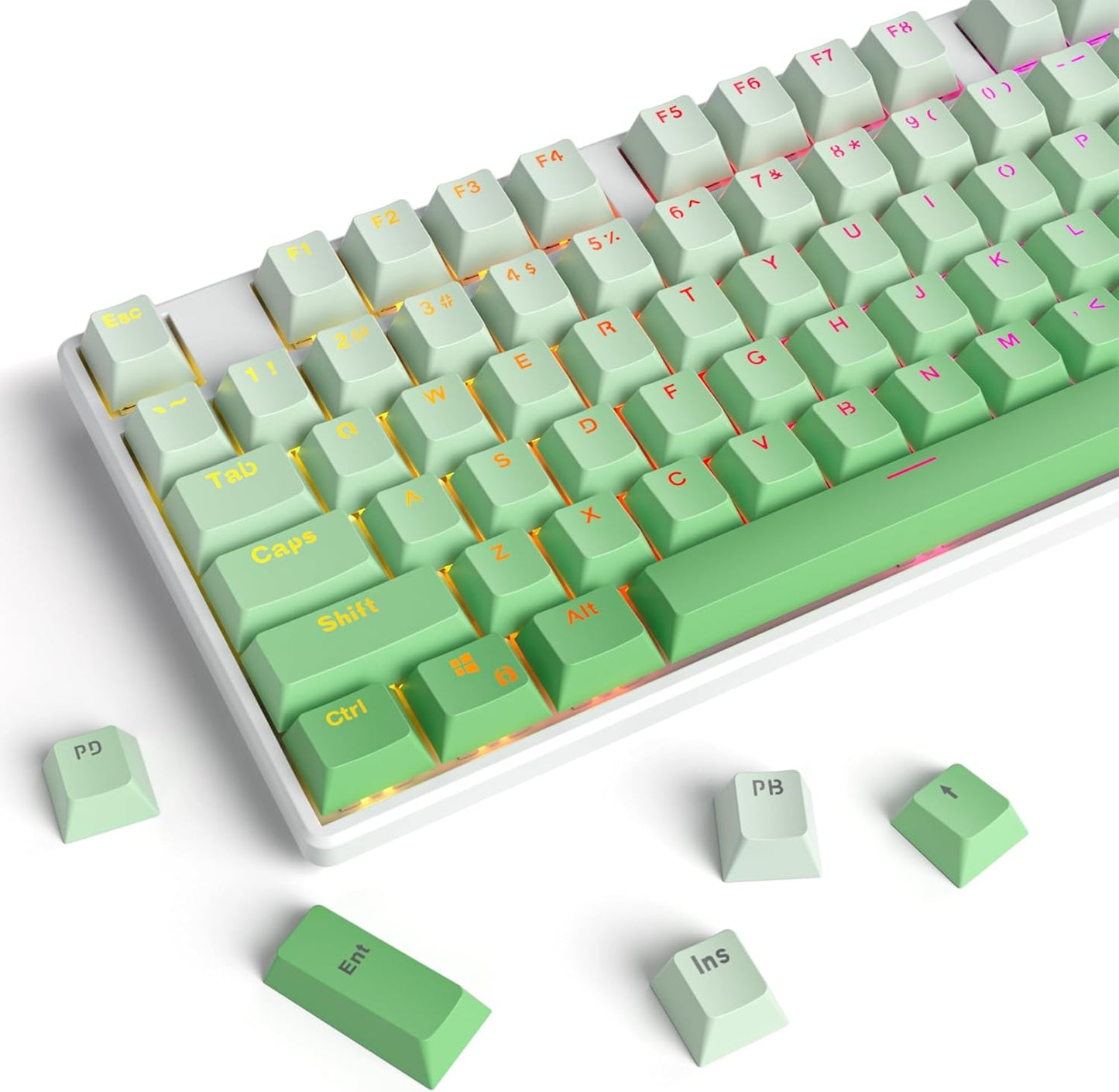 129 Keys PBT Keycaps Dye-Sublimation Keycap XDA Profile Custom Keycaps Anime Keycap Set for 60% 75% 100% MX Switches Mechanical Gaming Keyboard(Peach Cat)