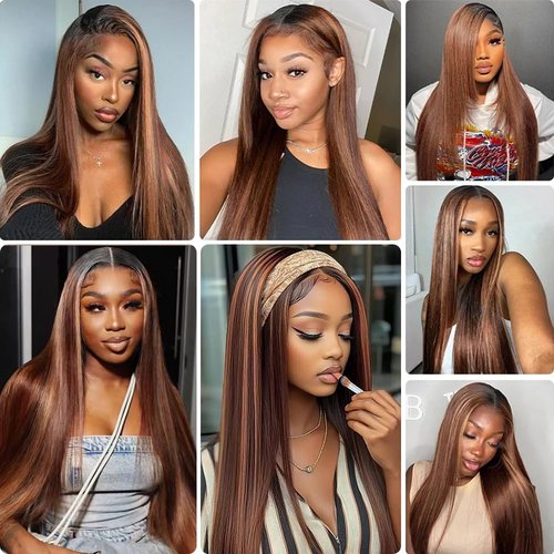 Brown Bundles Human Hair Highlight Straight Bundle 24 24 24 Inch Color 30 Bundles Human Hair Extensions Brazilian Virgin Remy Hair Weave 300g