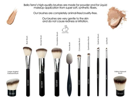 BellaTerra Cosmetics Nightlife Brush Set – 10-Piece Travel Compact Makeup Brush Kit – Vegan & Cruelty-Free with Soft Synthetic Bristles – For Foundation, Blush, Contour, Powder, and Eyeshadow