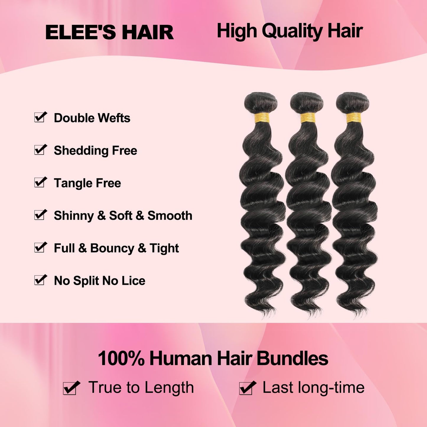 12A Grade Brazilian Virgin Loose Wave Hair 3 Bundles 18" 20" 22" 300g 100% Unprocessed Virgin Brazilian Remy Loose Deep Wave Human Hair Weave Bundles for Black Women Natural Color