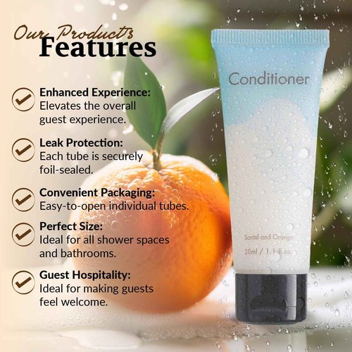 NISGUR Double Sealed Hotel Conditioner Bulk 200 Pack Individually Wrapped Travel Size Conditioner Aloe and Green Tea Extract Infused Hotel Supplies and Toiletries for Guest
