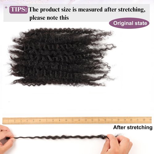 ADIASAI 2 Packs Afro Kinkys Bulk Human Hair 18 Inch 50g/Pack for Permanent Micro Locs Mini Kinky Twist Braids Loc Extensions Dreadlock Extensions Repair Locs Can Be Bleached Dyed (Natural Black)