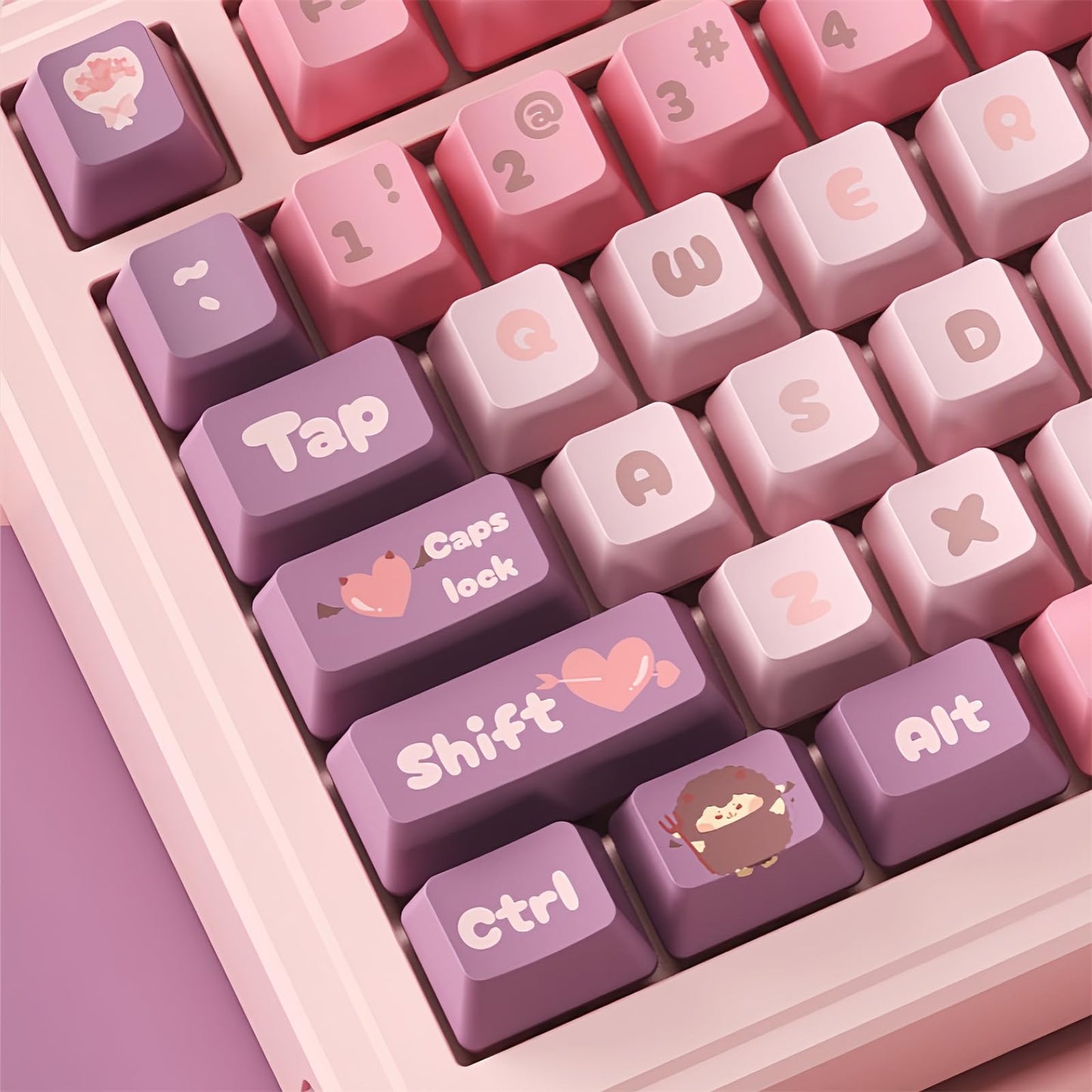 ZMX Cute Keyboard Keycaps,PBT Dye-Sub Custom Keycaps Set Cherry Profile 124 Keys Full Size Keycaps for ANSI Layout Cherry MX Switches 75% 60% Mechanical Gaming Keyboard Kawaii Cartoon Keycaps (05)