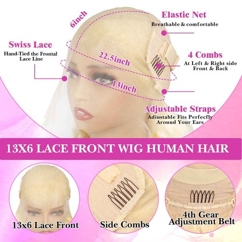 JIEDAOKOU 613 Lace Front Wig Human Hair Blonde Wig Human Hair Body Wave 13x6 HD Transparent Lace Front Wigs Pre Plucked 613 HD Lace Frontal Wigs 24 Inch 200 Density with Baby hair