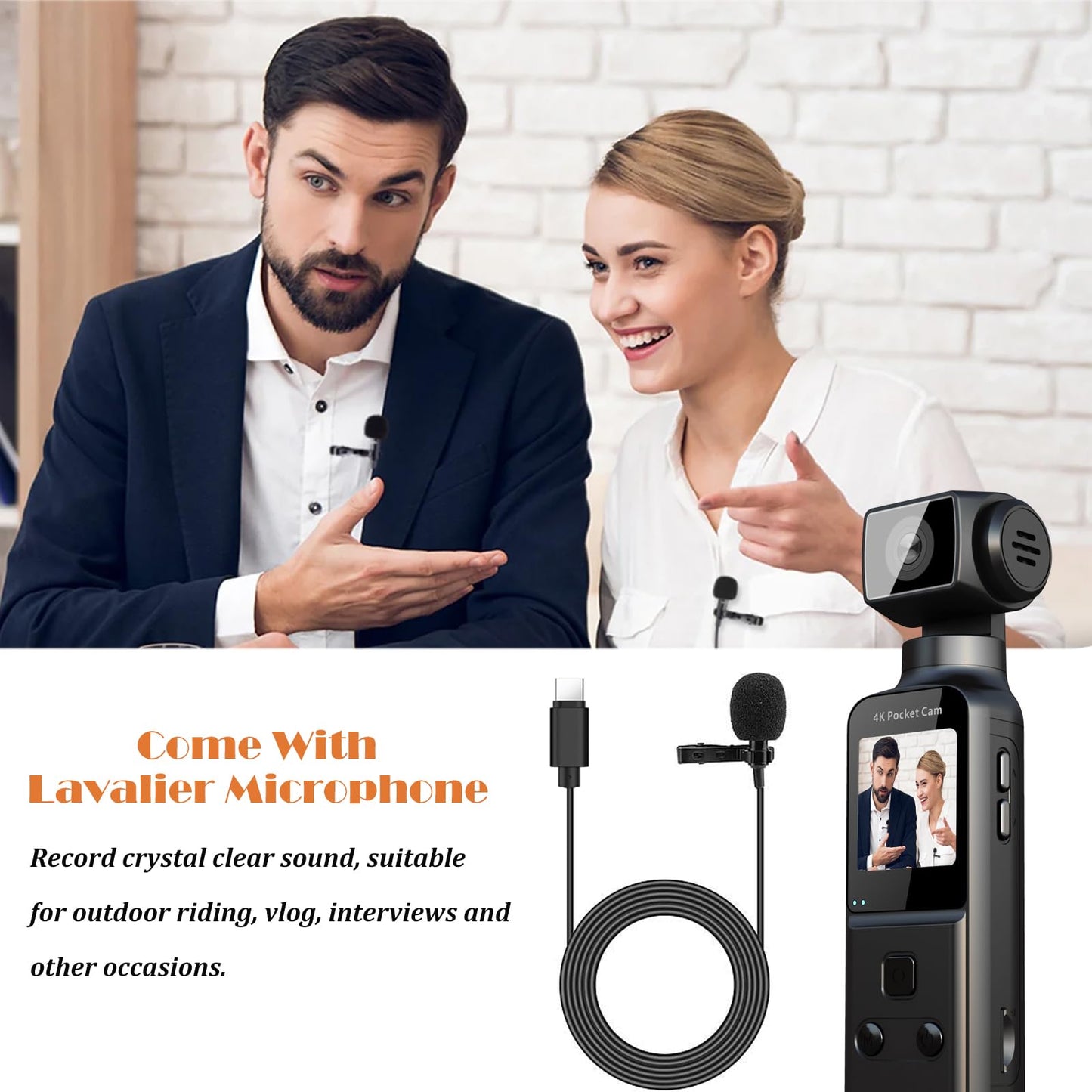 ZOMFOM 4K Body Camera with External Microphone, Mini Video & Audio Pocket Cam 270° Rotation Camera for Outdoor Sport, Bike, Travel, Police Law Enforcement, Personal Civilians, 64GB Included