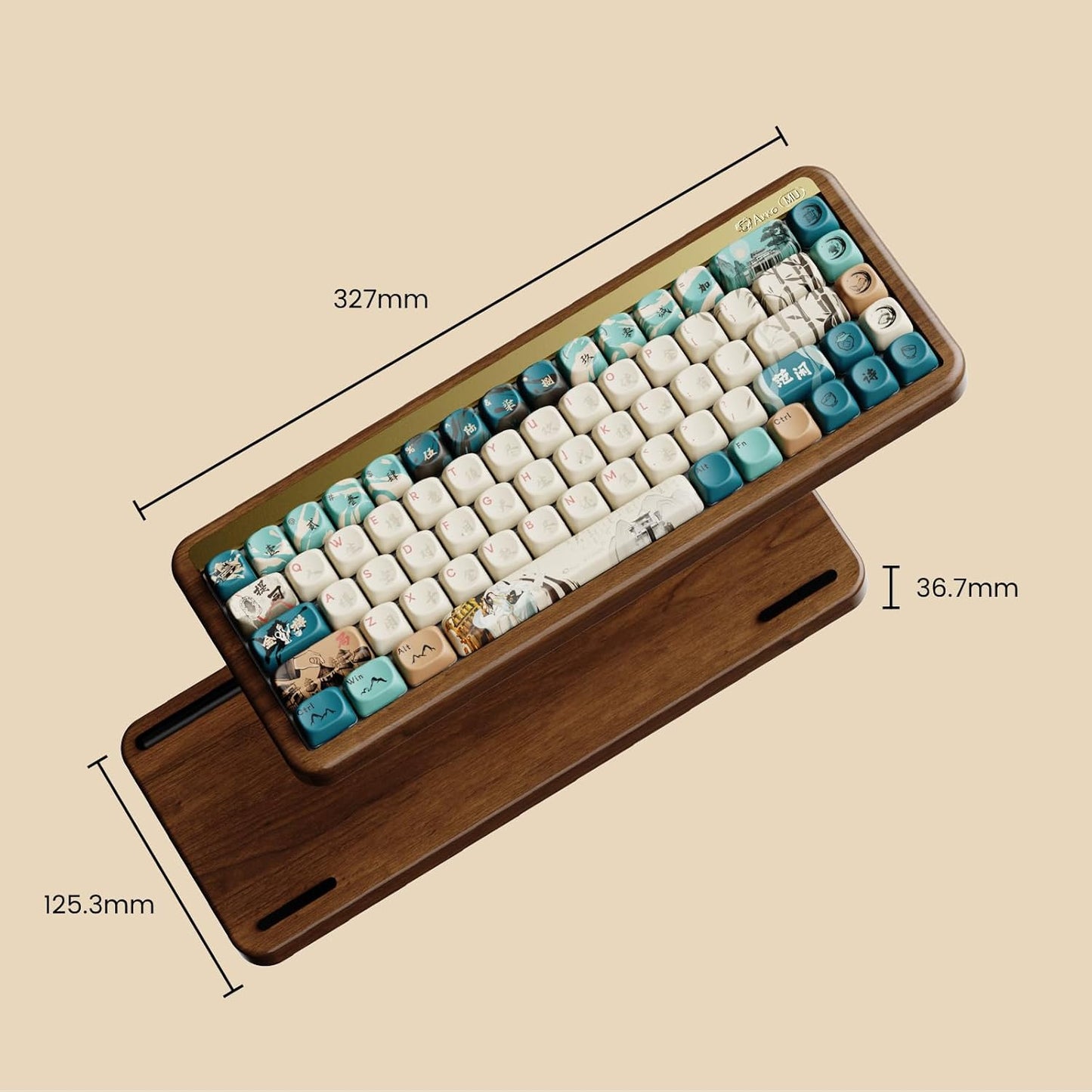 Akko Mechanical Gaming Keyboard with Walnut Wooden Case, MU01 Autumn 65% 68-Key RGB 2.4G Wireless/Bluetooth/Wired Hot-swappable Keyboard with PBT Dye-Sub Keycaps for Mac & Win