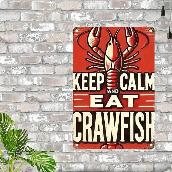 Keep Calm Eat Crab Vintage Metal Wall Art Sign - 8x12 Inch
