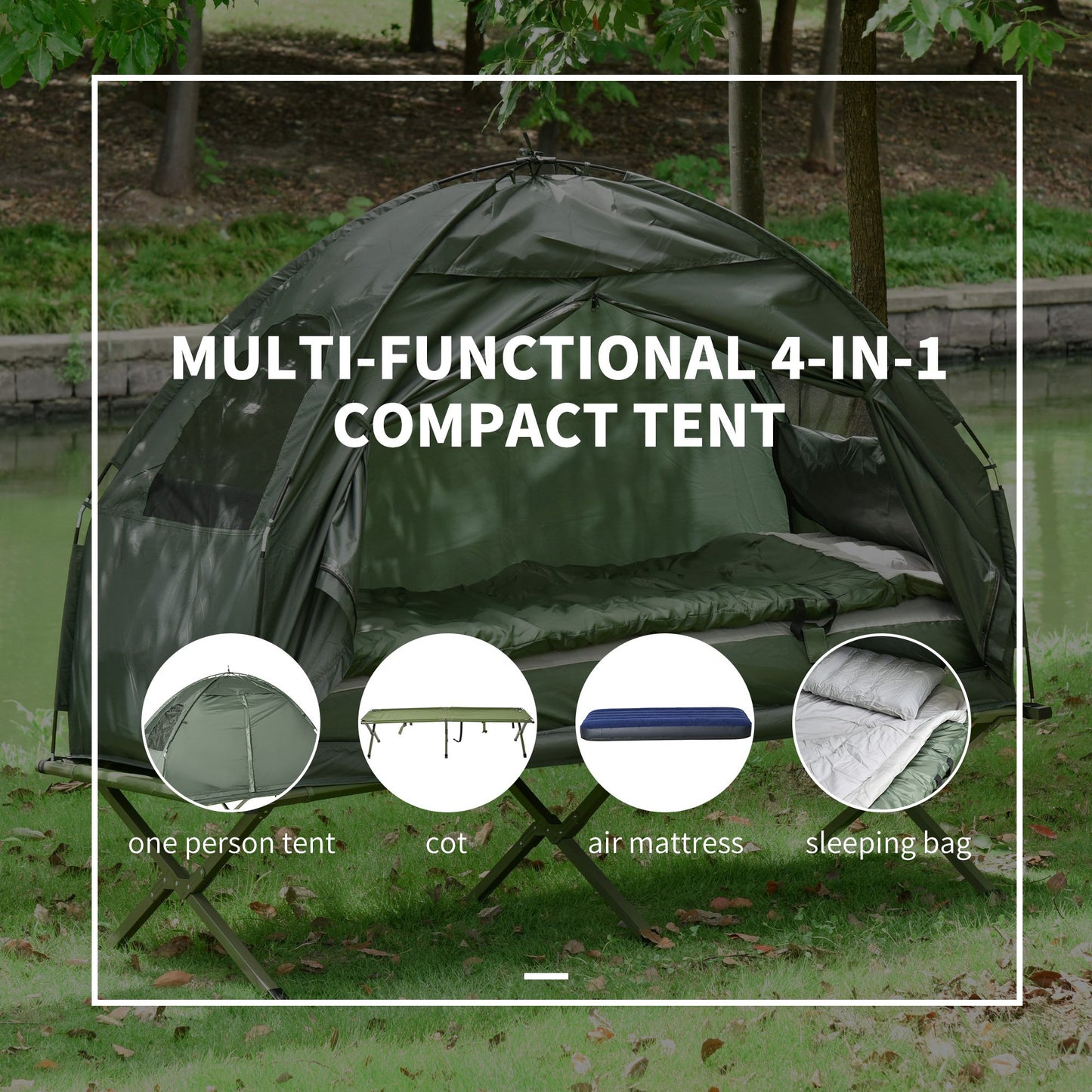 Portable Folding Camping Cot for Adults - Green
