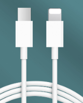 PD Fast Charging USB-C & L+C Port Cord - White 1m TPE Copper