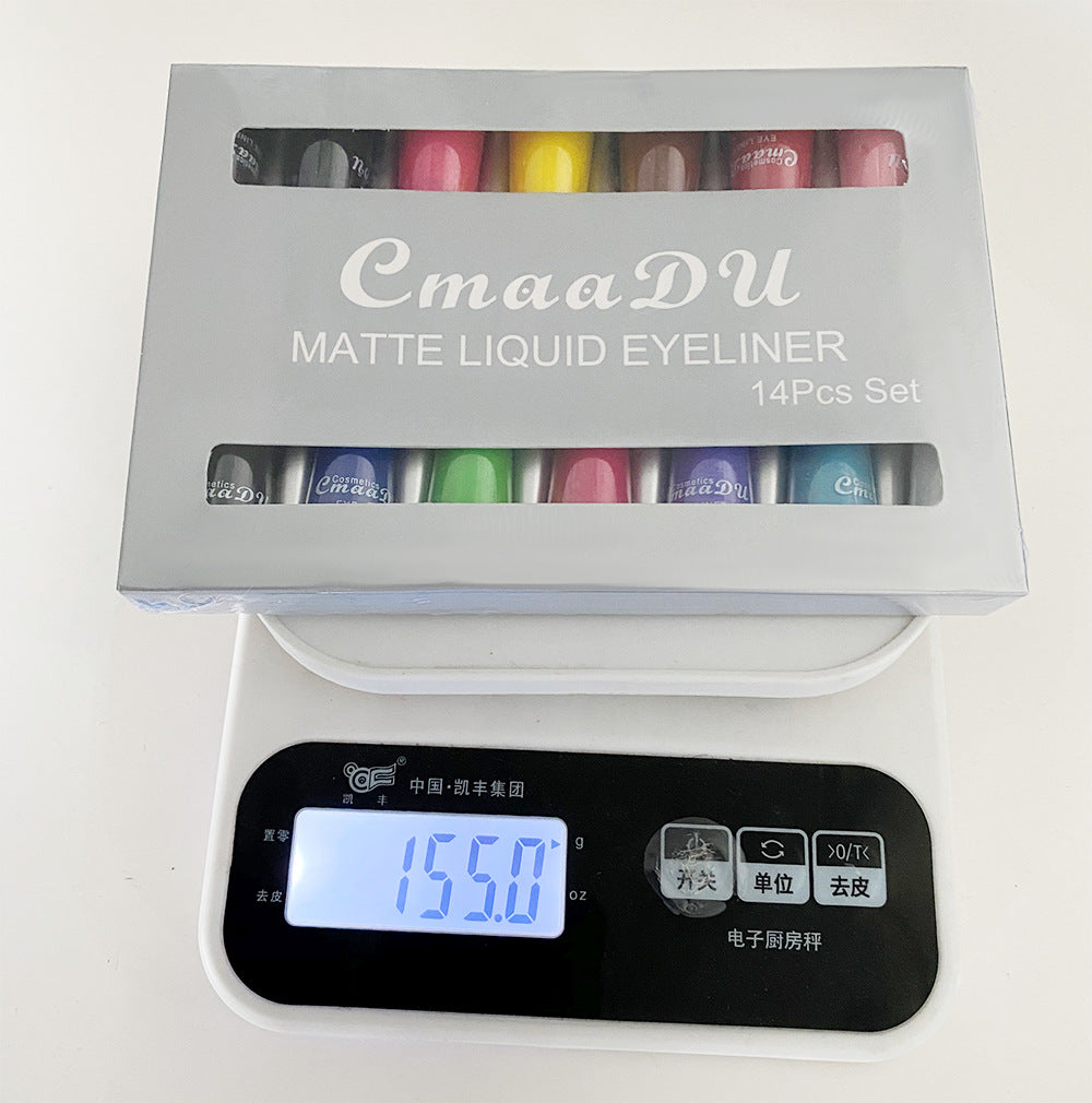Liquid Eyeliner Set - 14 Quick-Drying Colors for Eye Makeup