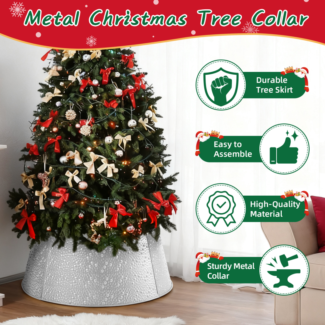 Metal Christmas Tree Collar - Durable Waterproof Tree Base Cover