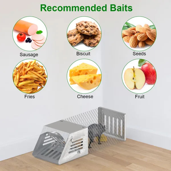 Humane Automatic Mouse Trap Cage - Reusable Rodent Catcher