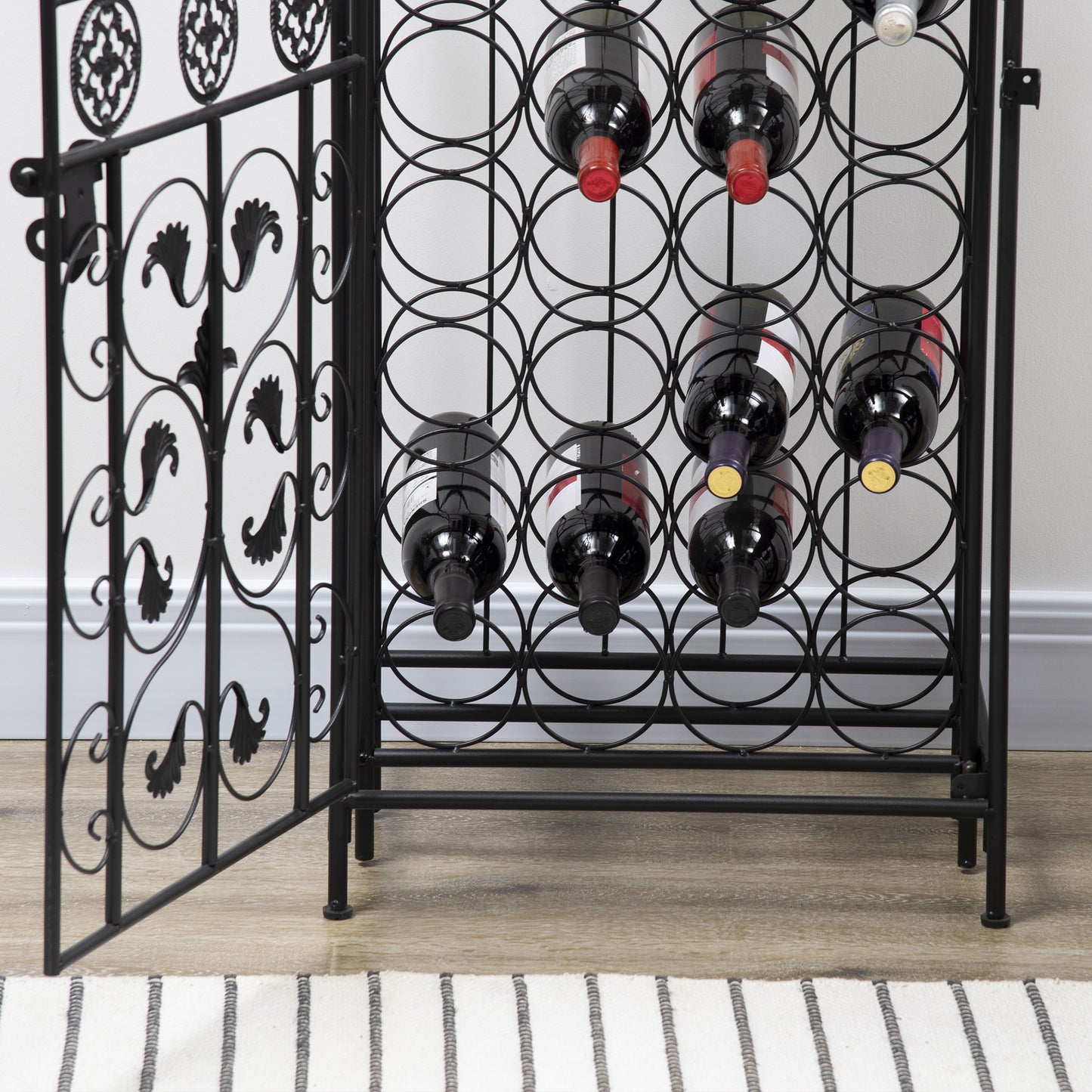 45-Bottle Portable Wrought Iron Wine Rack - Decorative Wine Organizer