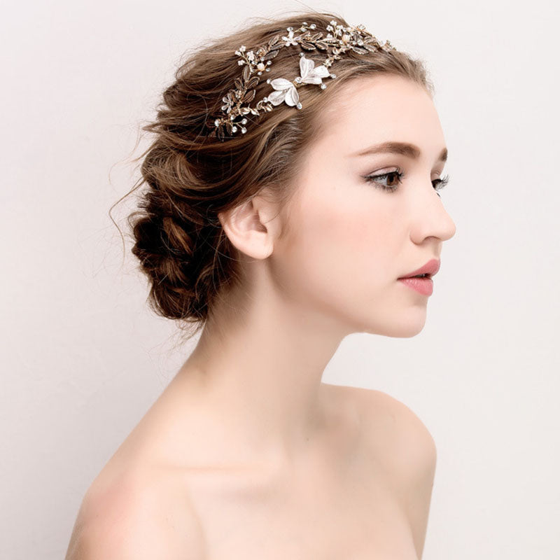 Vintage Gold Bridal Crown Hair Hoop - Old Gold