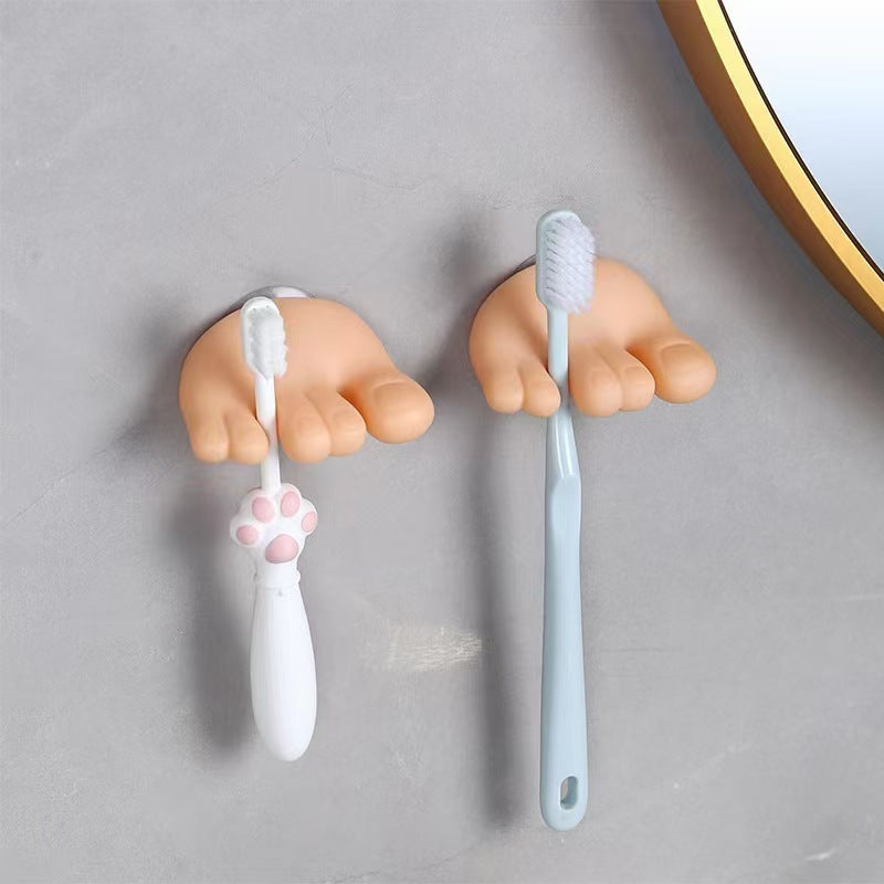 Children's Wall-Mounted Towel and Toothbrush Rack - Modern PVC Design