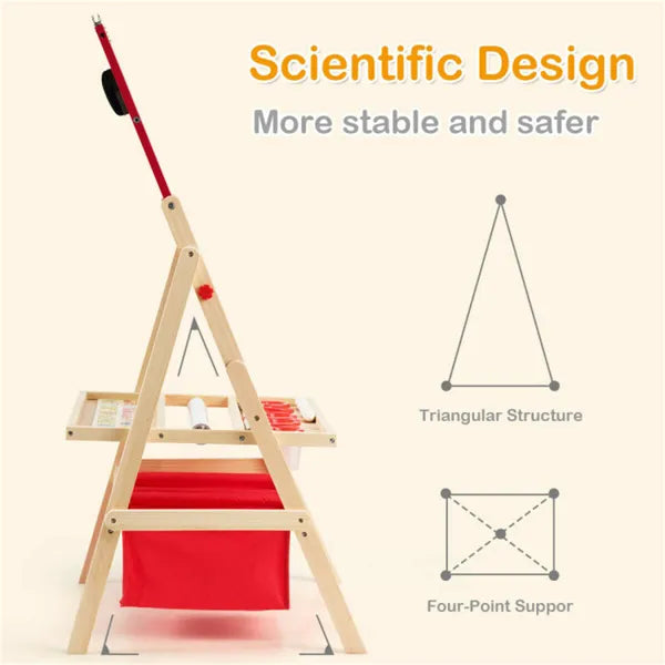 3-in-1 Kids Art Easel - Double-Sided Magnetic Board & Paper Roll