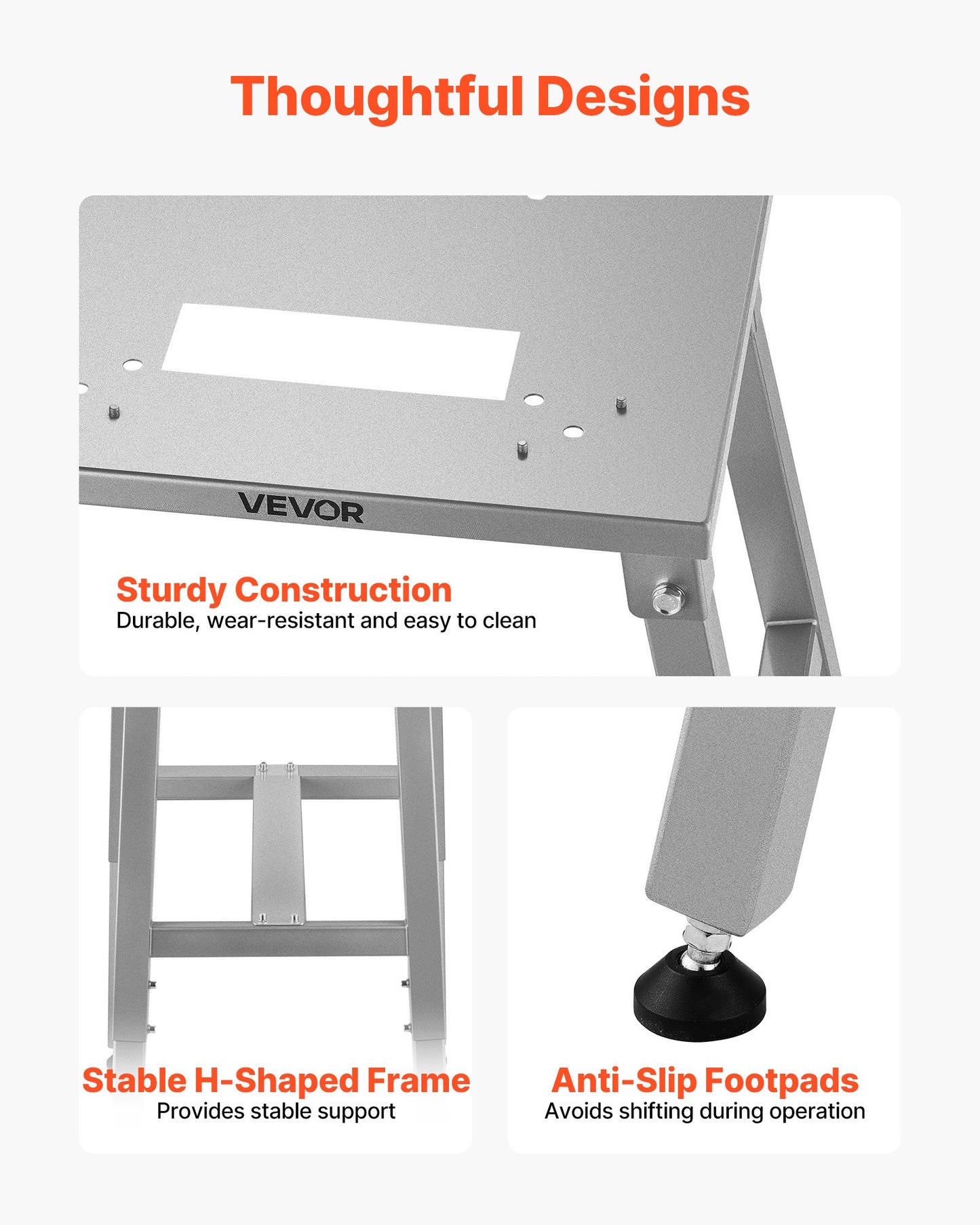 Adjustable Floor Stand for Meat Bandsaw - Stable H-Shaped Frame, Black