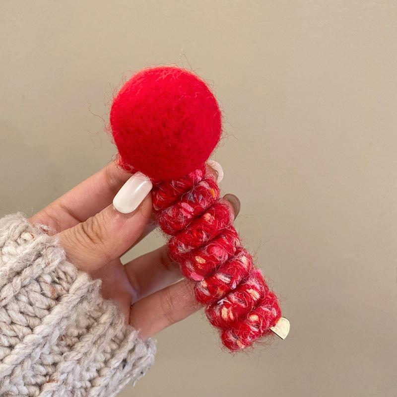 Pom-Pom Phone Cord Hair Tie - Elastic Korean Style