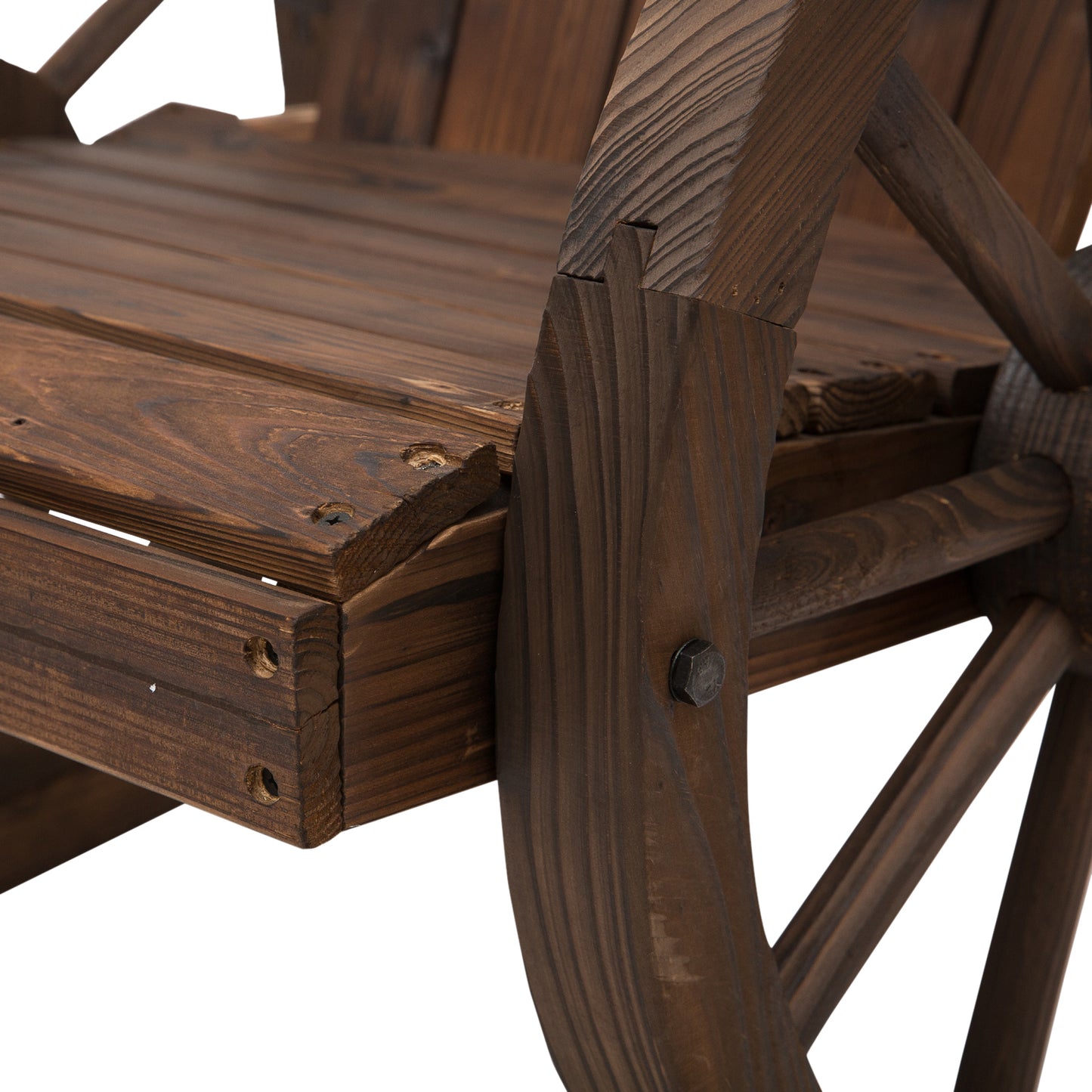 Adirondack Rocking Chair with Wagon Wheel Armrests - Carbonized