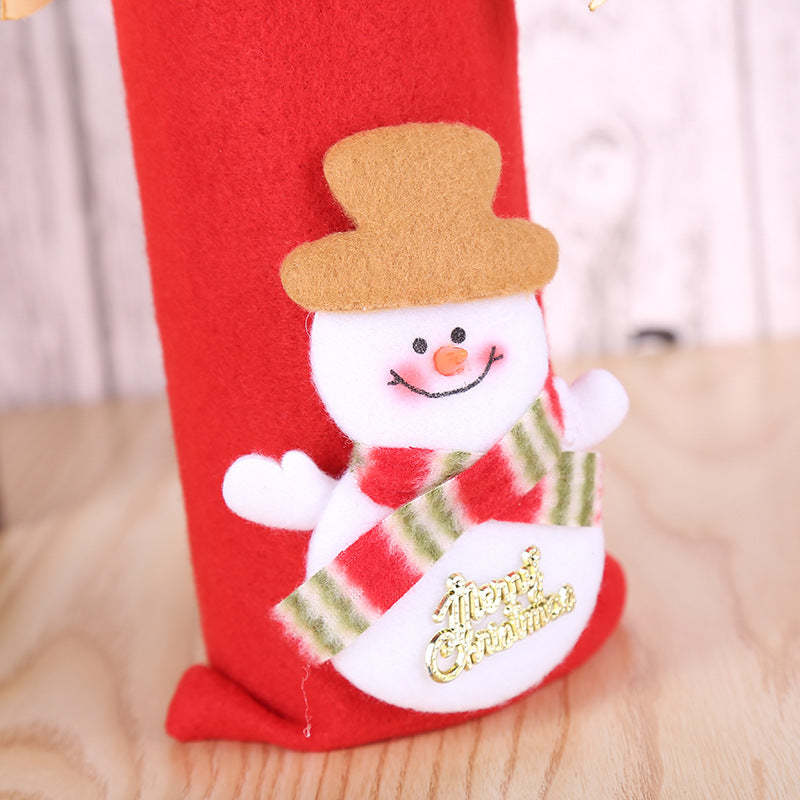 Christmas Flannel Wine Bottle Gift Bag Set for Holiday Decor