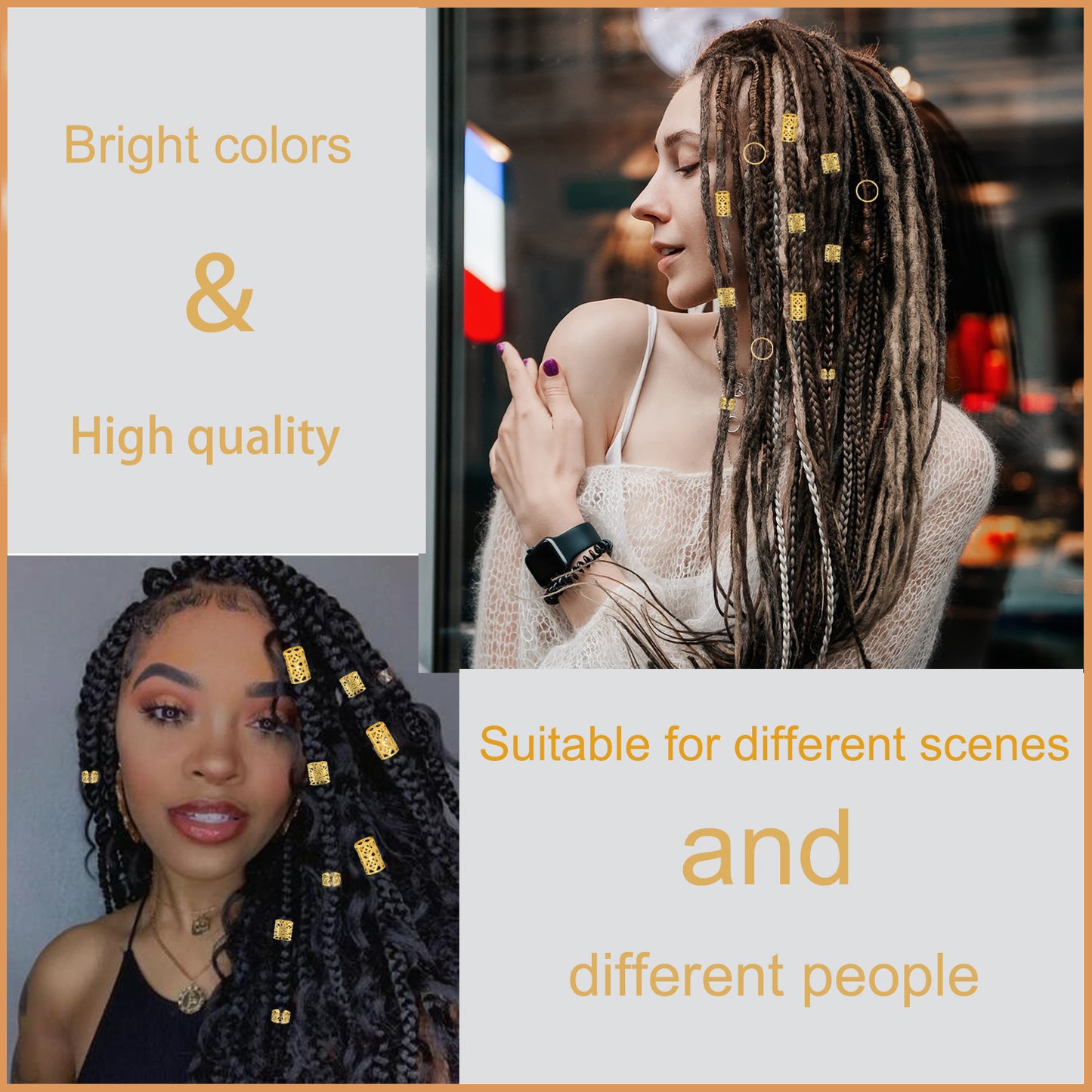 Metal Hair Rings 80pcs DIY Braid Buckle Hair Accessories Gold & Silver