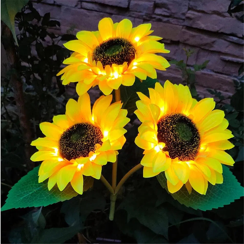 Solar Garden Stake Lights - 2 Pack LED Sunflower Design