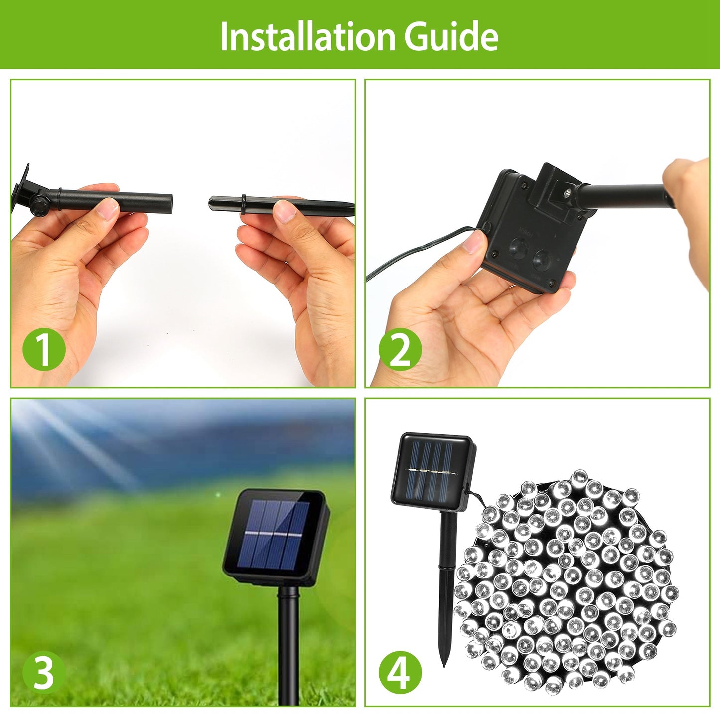 Solar String Lights 12M with 100 LEDs & 8 Modes Waterproof for Christmas & Party Decor