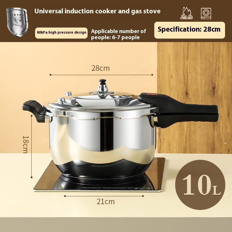 Universal Stainless Steel Pressure Cooker with Double Bottom & Handle - Large Capacity