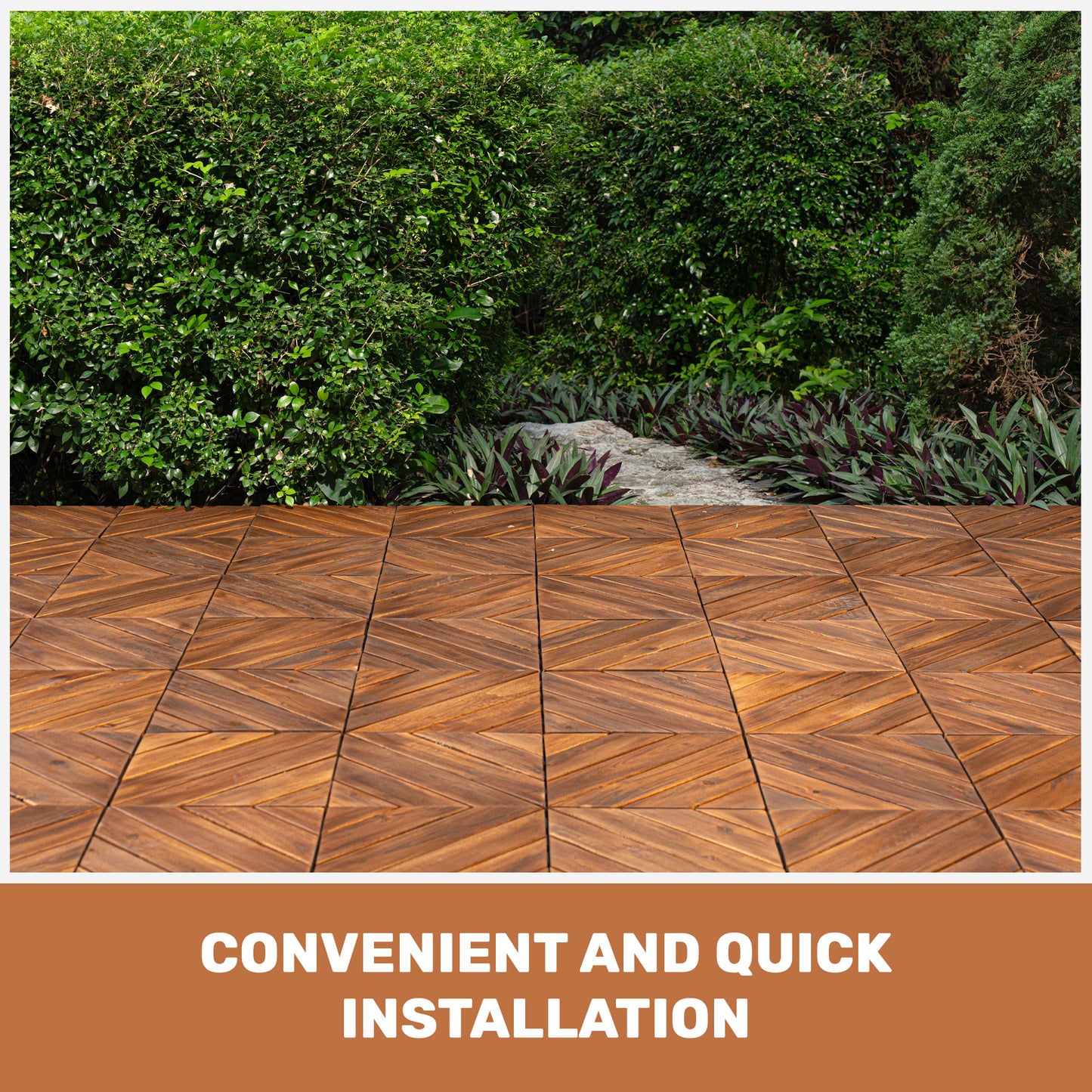 27 PCS Acacia Wood Interlocking Deck Tiles - 12" x 12" Brown