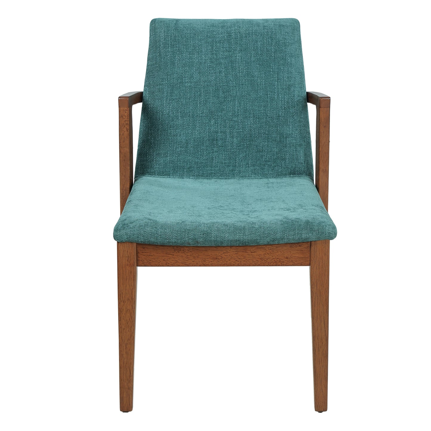 Mid-Century Modern Dining Chairs Set of 2 - Green Upholstered Armchairs