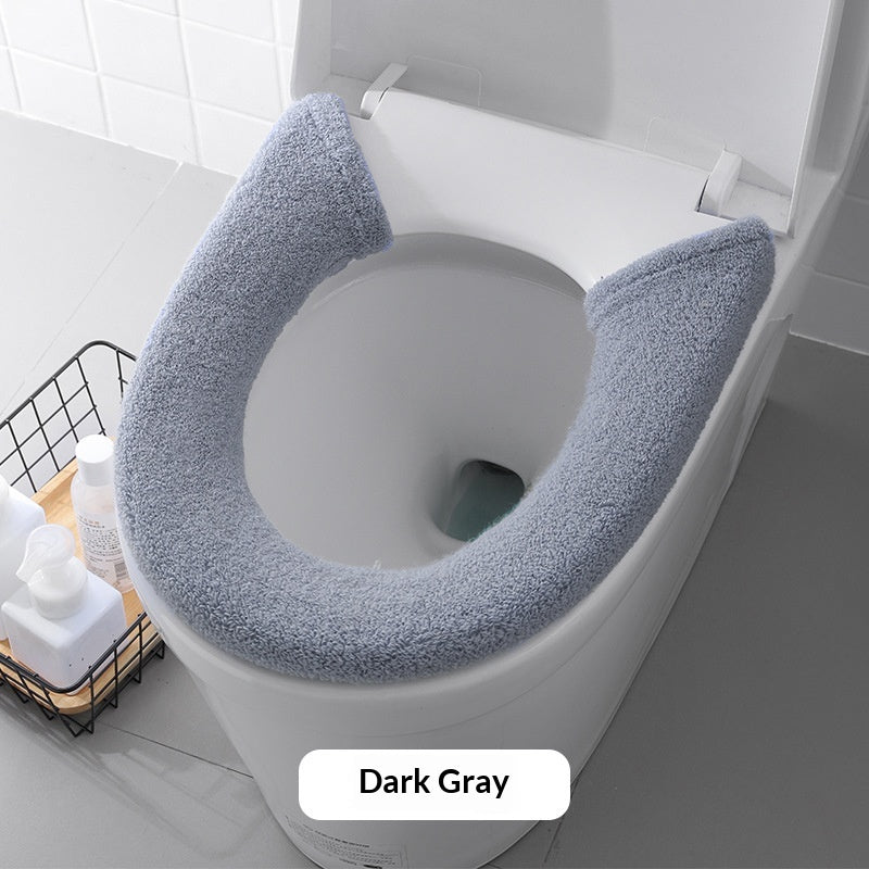Universal Toilet Seat Cover for Bathroom Use - Winter & Autumn Fit, Slip-On Polyester