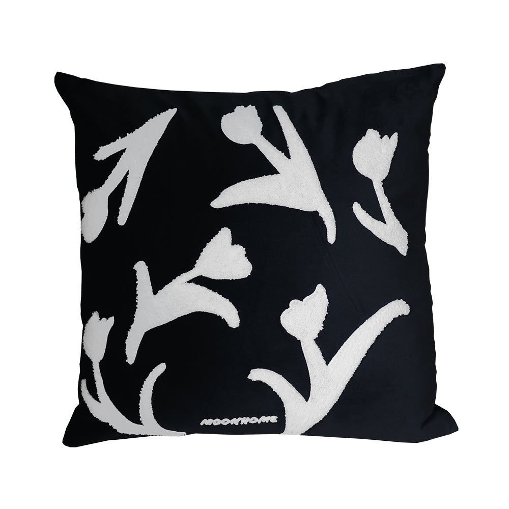 Versatile Hand-Painted Embroidered Sofa Pillowcase Set - Black & White, 30x50cm or 45x45cm