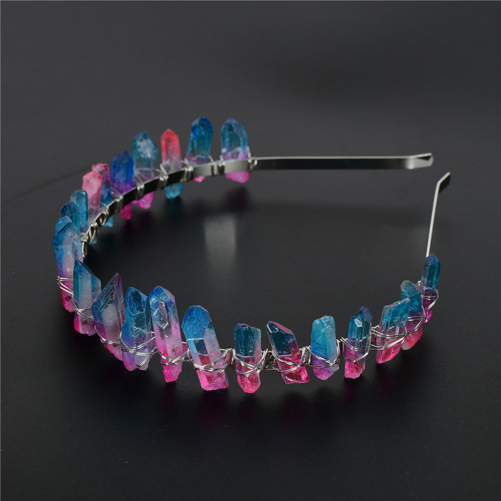 Handmade Crystal Hair Accessory with U-Shaped Design - Color Options Pink & Blue