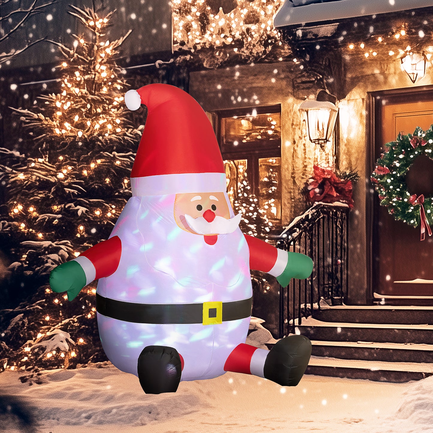 Inflatable Christmas Santa Claus with Rotating Magic Ball Light