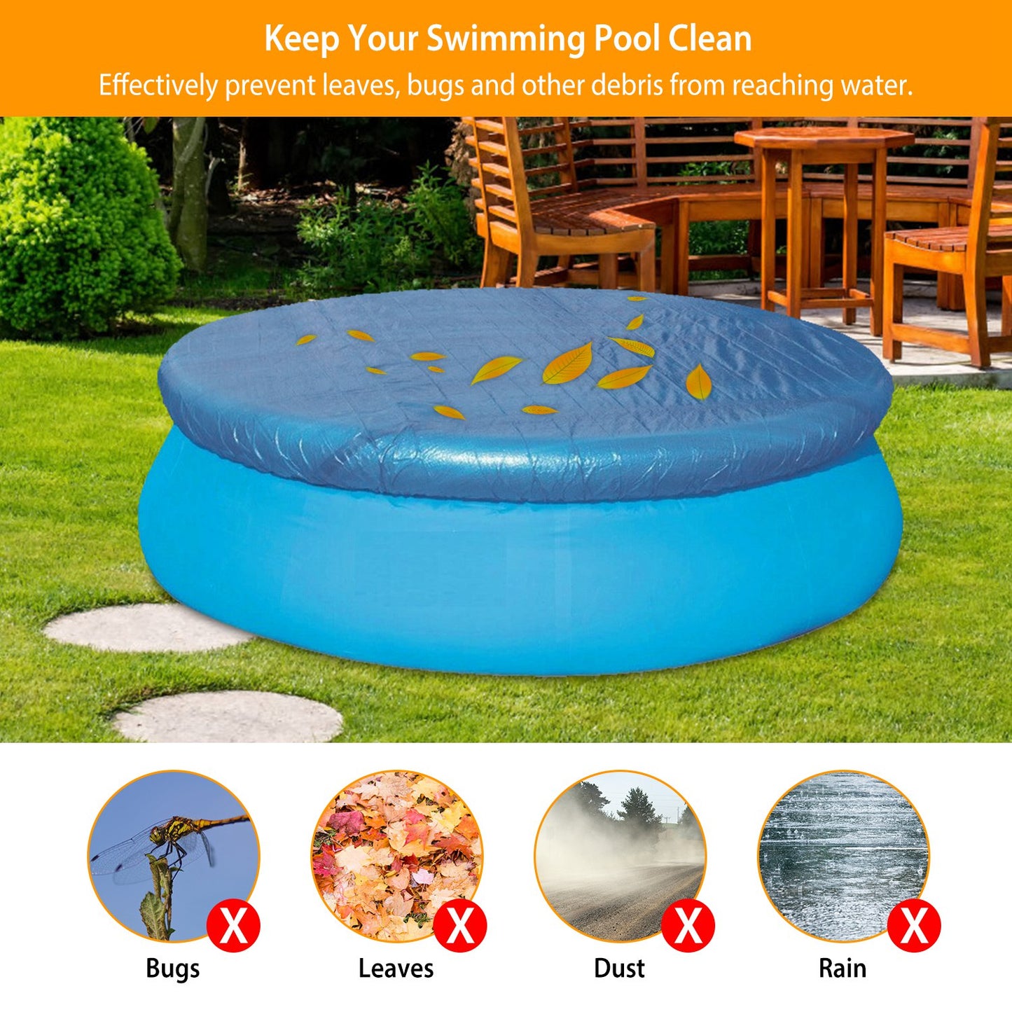 Waterproof Pool Cover for Inground & Above Ground Pools - Dustproof & Heat Retaining