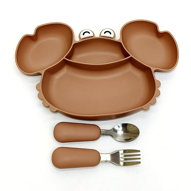 All-in-One Baby Feeding Tray with Compartments Silicone Dinnerware Set