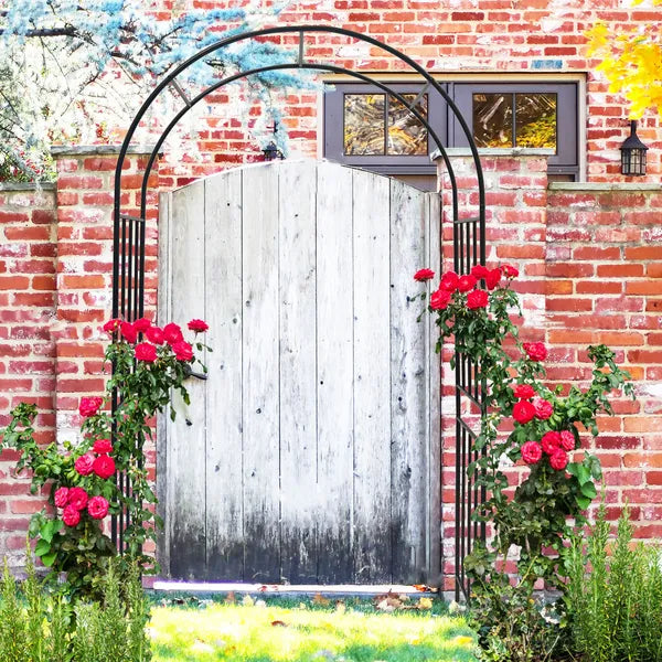 Metal Garden Arch for Climbing Plants - Black 85.82" Height