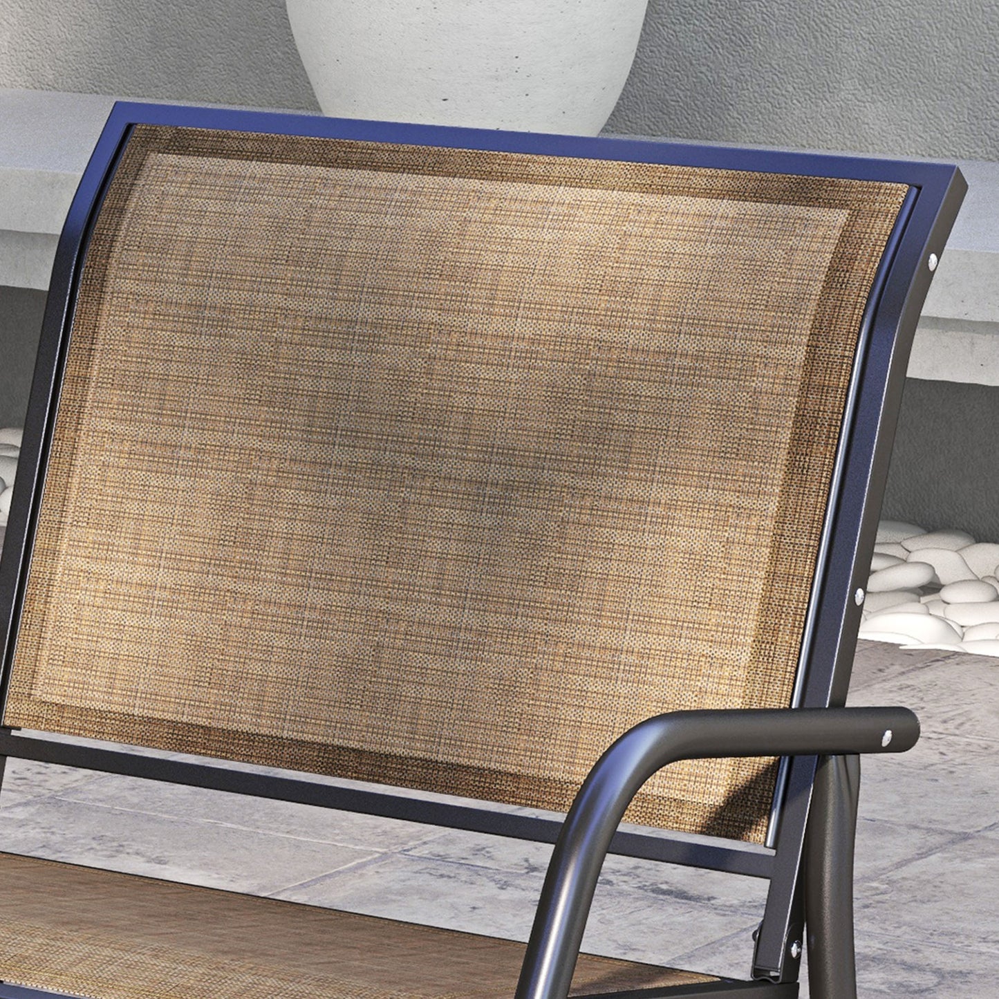 Outdoor Glider Chair with Curved Armrests - Light Mixed Brown