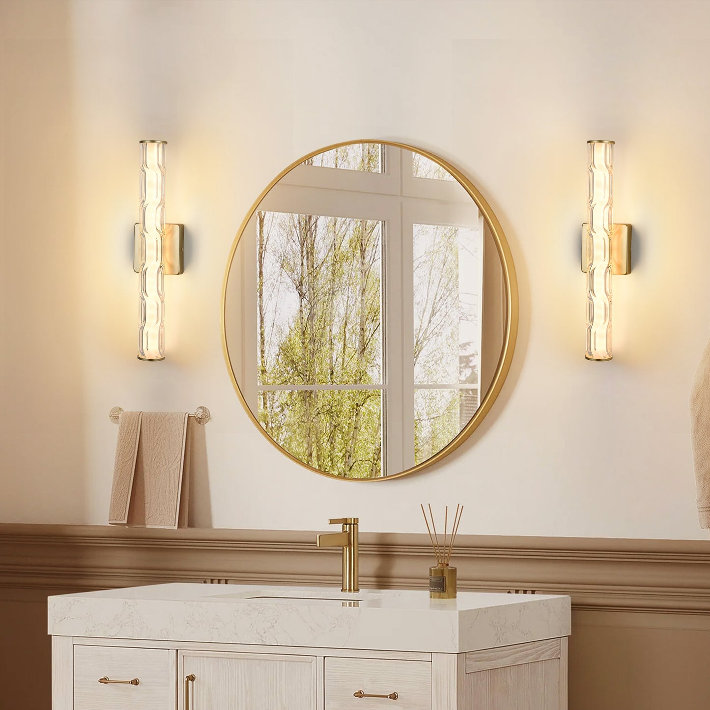 Modern K9 Crystal Wall Sconce - 19.7in Gold Set of 2