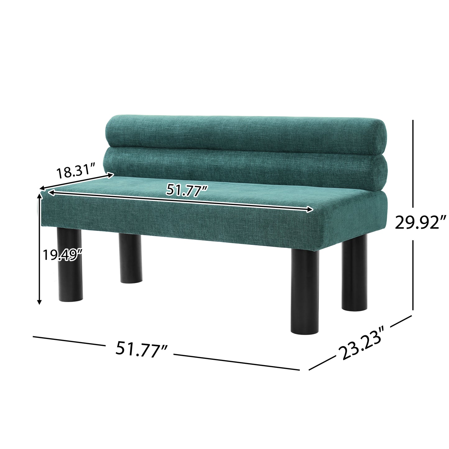Upholstered Dining Bench with Rubber Wood Legs - Green