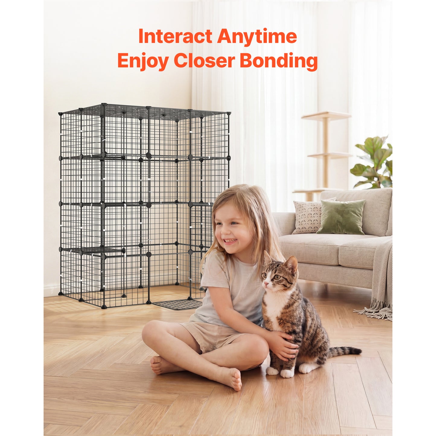 Large 4-Tier Metal Cat Enclosure Indoor Playpen - 55 Inch Exercise Cage for 1-2 Cats