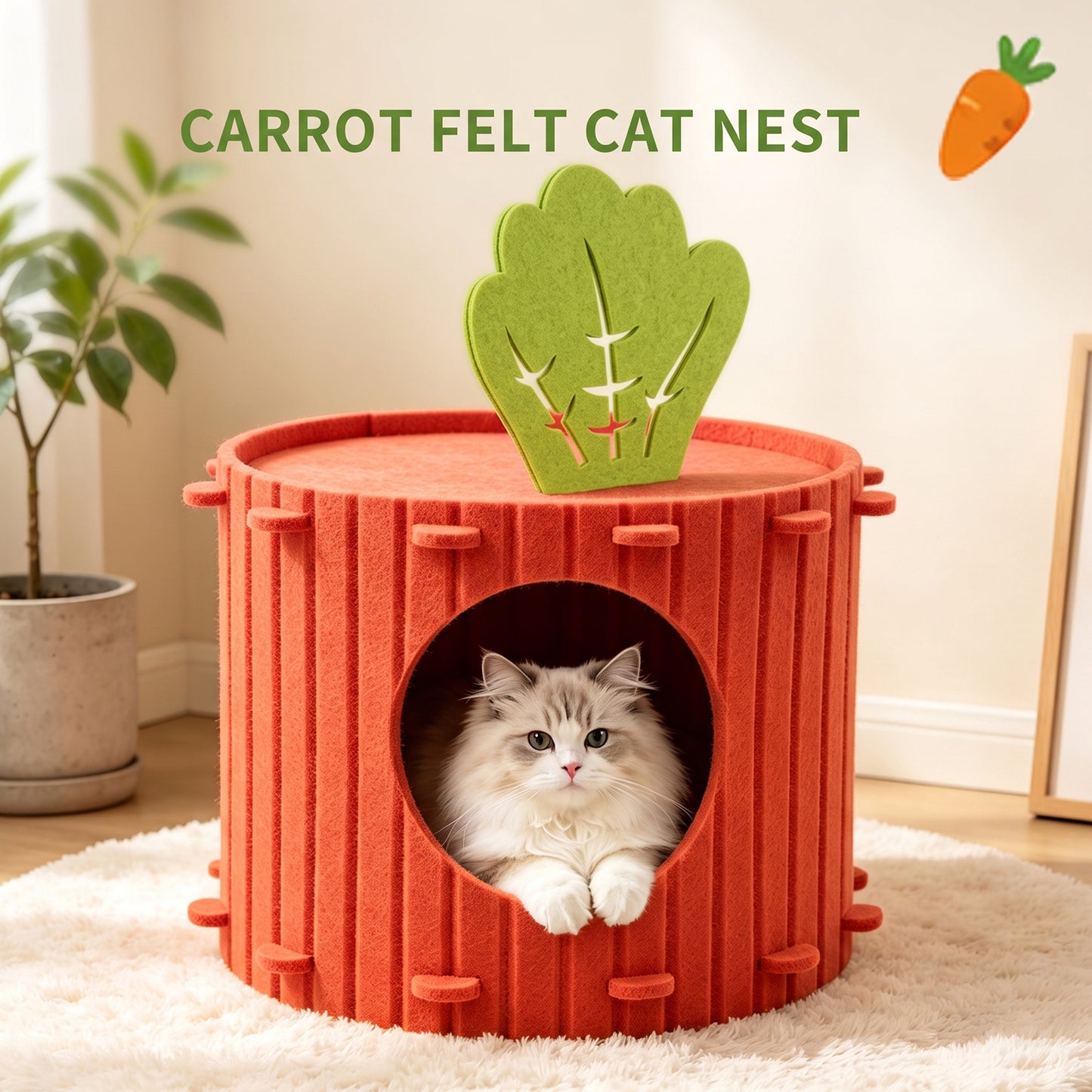 Felt Radish Pet House - Cozy Shelter for Small Pets in Red