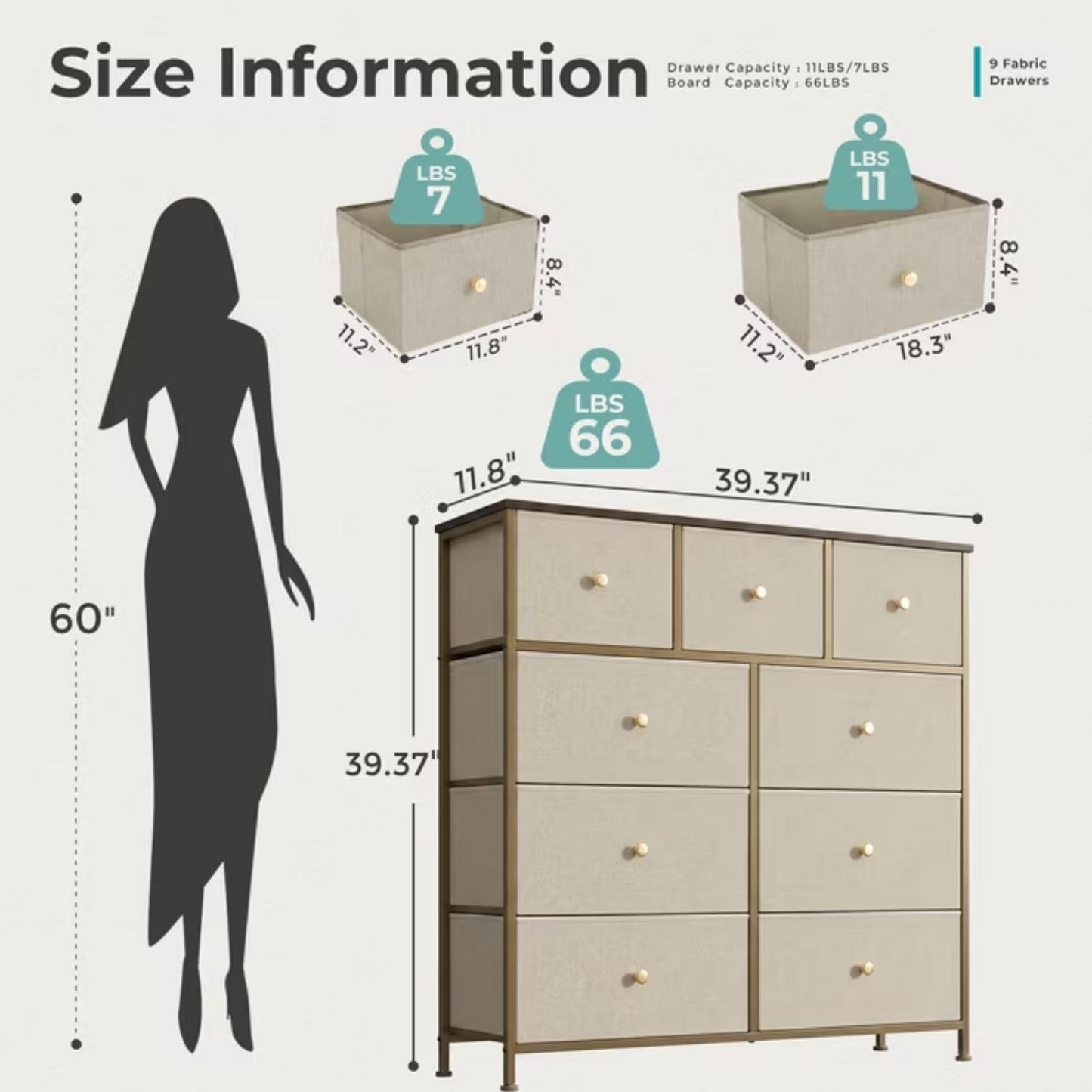 Fabric Dresser - Versatile Chest of Drawers for Bedroom & Entryway