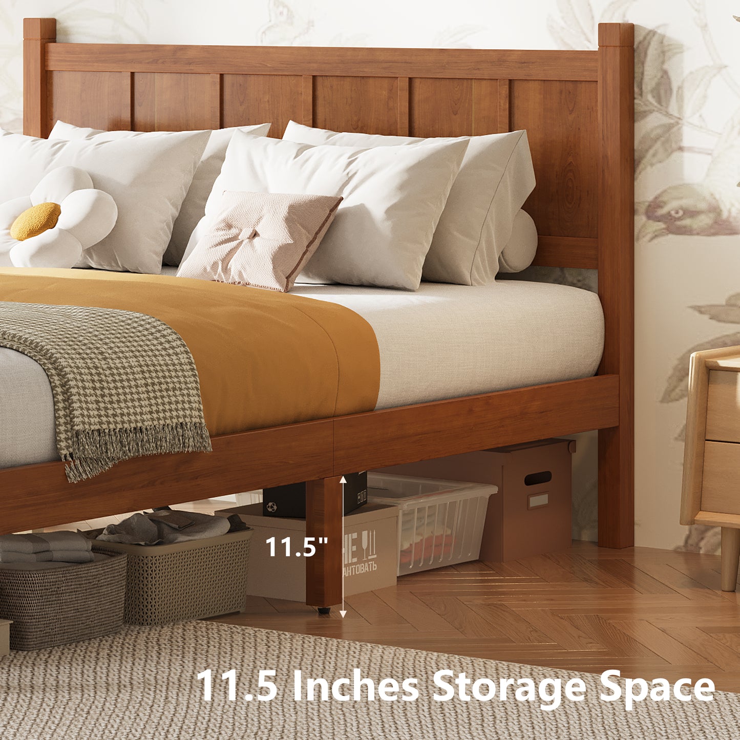 Full Size Flat Panel Bed With Headboard & Footboard, Minimalist