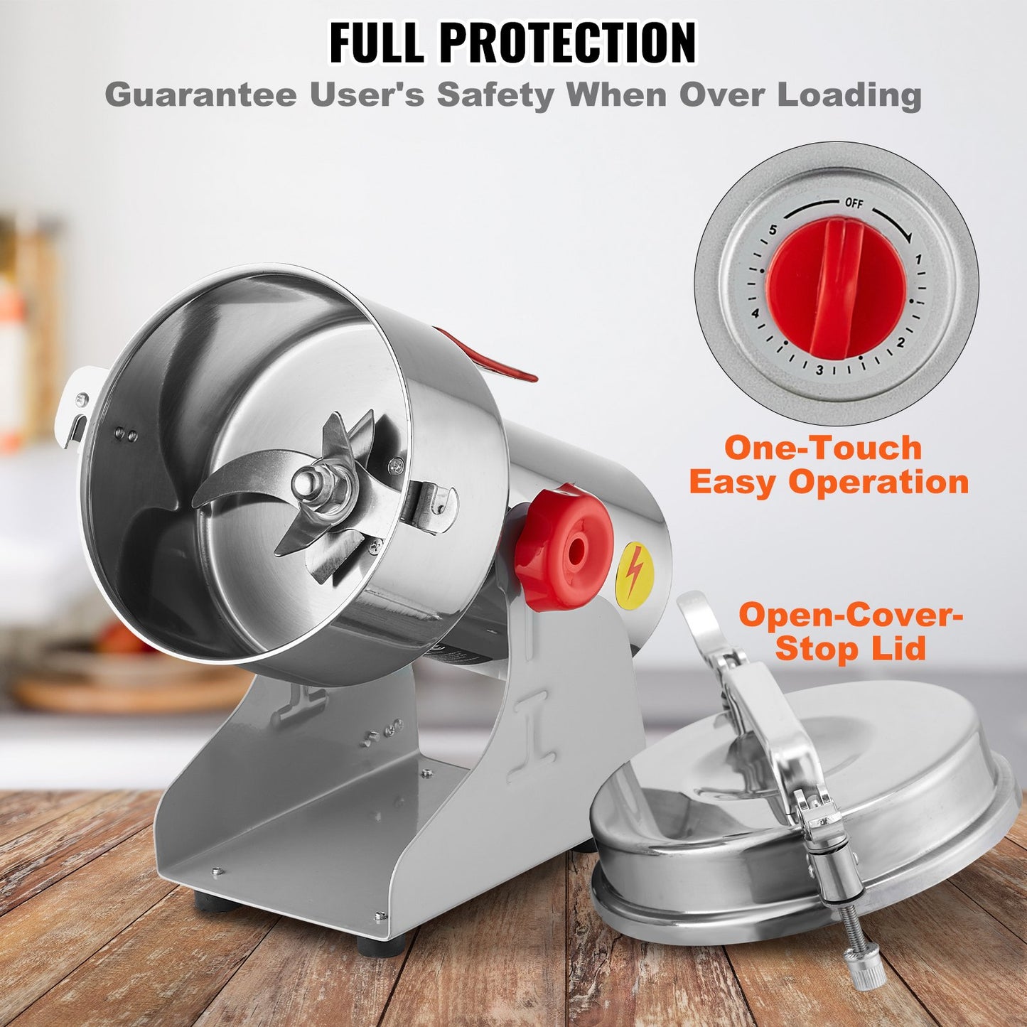 Electric Spice Grinder 1000g High-Speed Grain Mill with Swing Function