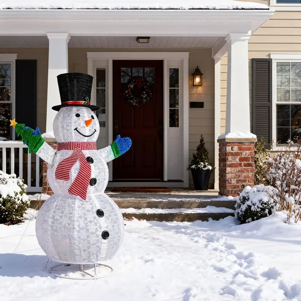 5.7FT Lighted Snowman with Tree - Christmas Outdoor Decor