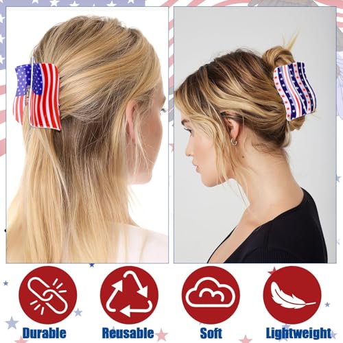 American Flag Claw Clips - 3-Piece Patriotic Hair Accessory Set
